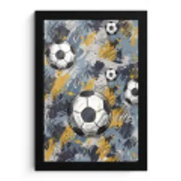 Voetbal - Abstract - Sport - Kleurrijk fotolijst zwart zonder passe partout klein -3d
