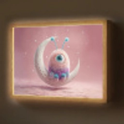 Maan - Monster - Roze Light Box met batterij (Wandlamp) middel -z3d_website