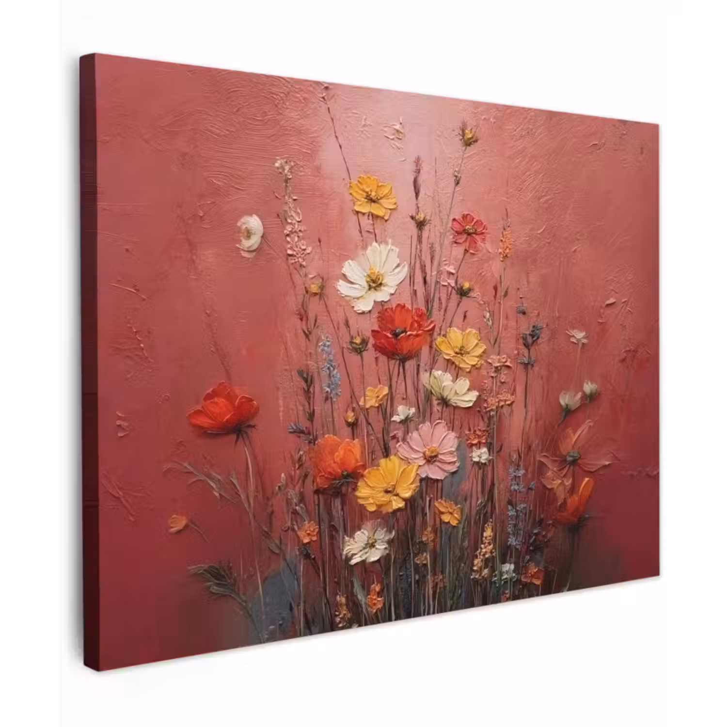 Canvas schilderij - Bloemenboeket - Diepte - Tastbare textuur