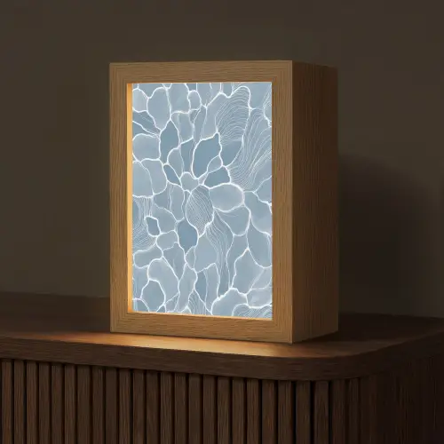 Abstract - Blauw - Bladeren Light Box met kabel (Tafellamp) klein -z3d_website