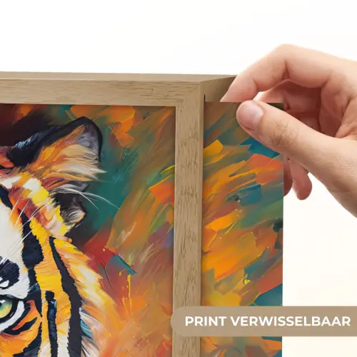 Tijger - Dieren - Olieverf - Kunst Light Box met batterij (Wandlamp) middel -USP_websiteprintNL