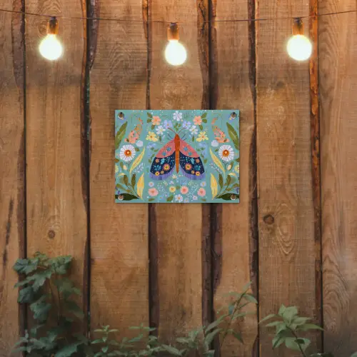 Vlinder - Sierlijk - Bloemen - Bladeren tuinposter los doek klein -sfeer1