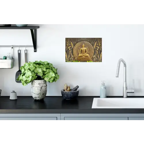Goud - Boeddha beeld - Spiritueel - Meditatie Muursticker klein -keuken