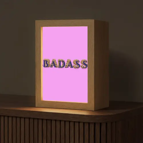 Felroze - Badass - Panterprint - Schaduw Light Box met kabel (Tafellamp) klein -z3d_website