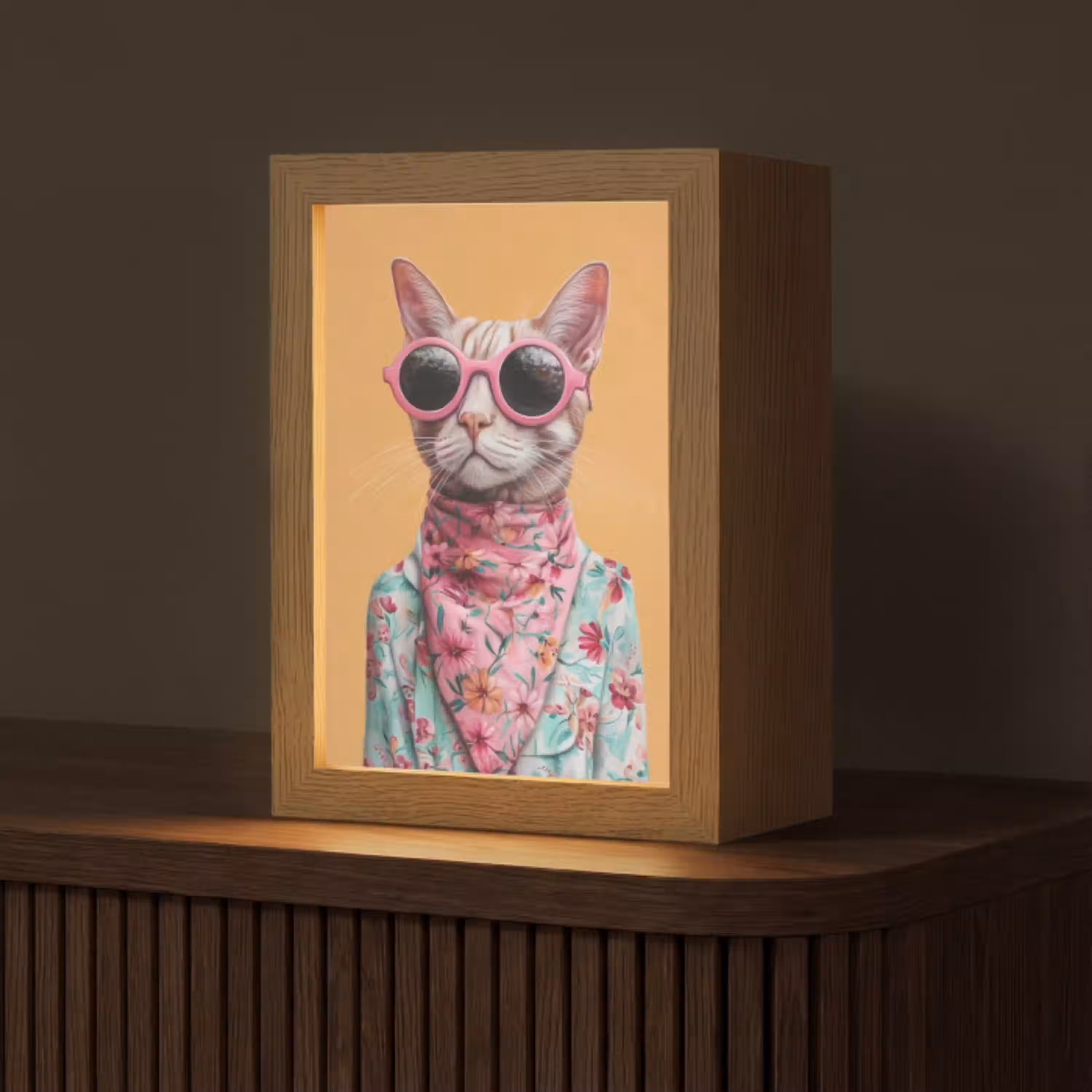 Zonnebril - Kat - Sjaal - Bloemen Light Box met kabel (Tafellamp) klein -z3d_website
