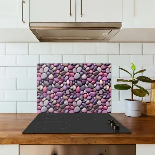 Kiezels - Paars - Roze keuken achterwand spatscherm klein 900 -sfeer2