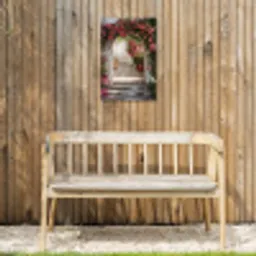 Doorkijk - Rozen - Vintage - Poort Tuinposter op houten frame 2 cm dik klein -sfeer4