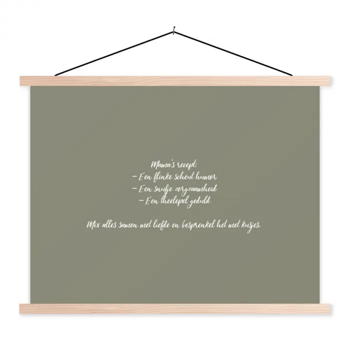 Quotes - Ma - Spreuken - Mama's recept - Koken textielposter latten blank klein -3d