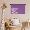 Follow your dreams - Paars - Penseeltextuur Wandkleed katoen klein -wsfeer5_kind