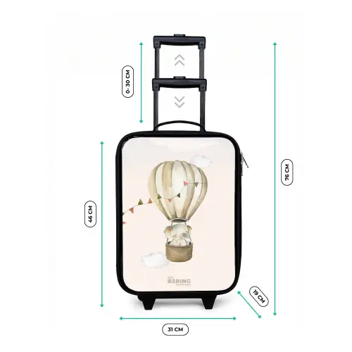 Olifant in een luchtballon Kinderkoffer - Zwart klein -productfoto_formaten