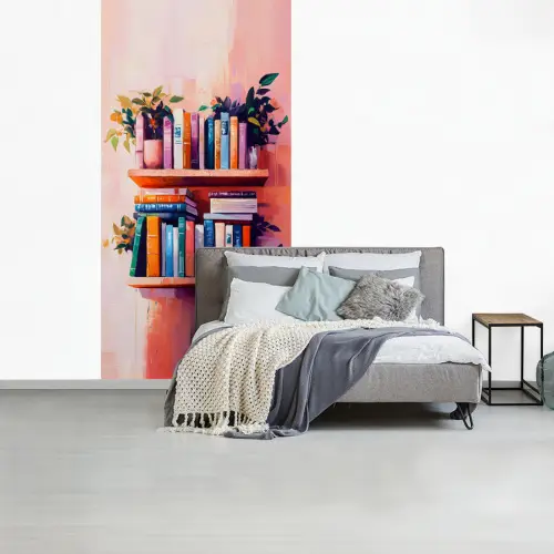 Planken - Boeken - Bladeren fotobehang vinyl groot -slaapkamer