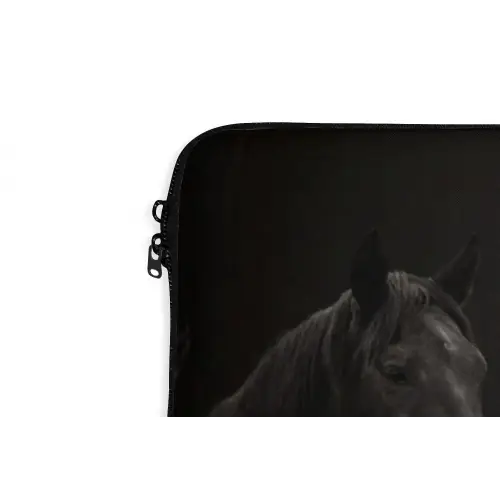 Paarden - Zwart - Wit - Kudde laptophoes neopreen klein -detail