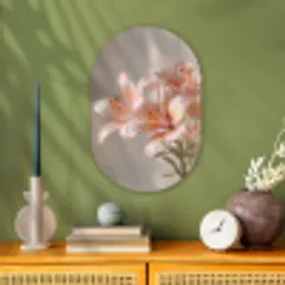 Lelies - Meeldraden - Roze - Wazig Wandcirkel Ovaal Forex klein -sfeer2