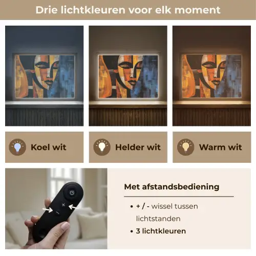 Abstract - Portret - Kleurvakken Light Box met batterij (Wandlamp) middel -USP_lichtkleurNL