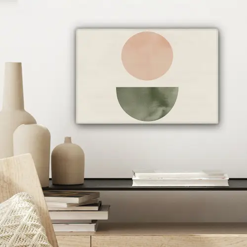 Modern - Roze - Groen - Natuur - Geometrisch - Vormen canvas 2cm klein -sfeer6