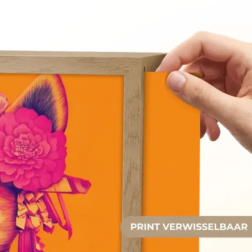 Kimono - Hondje - Bloemenkroon - Oranje Light Box met batterij (Wandlamp) middel -USP_websiteprintNL