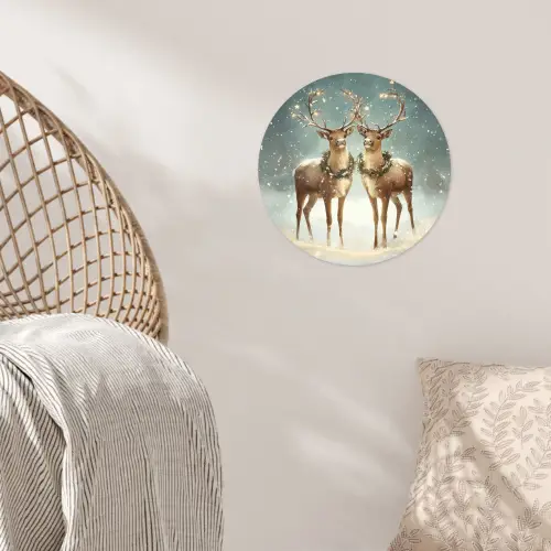 Kerstmagie - Winterwoud - Rendier Wandcirkel behangsticker klein -sfeer4
