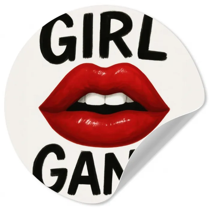 Lip - Girl - Rood - Letters Wandcirkel behangsticker klein -3d