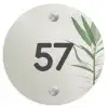 Lichtbeige met plant - Traditioneel Naambord Rond klein -3d