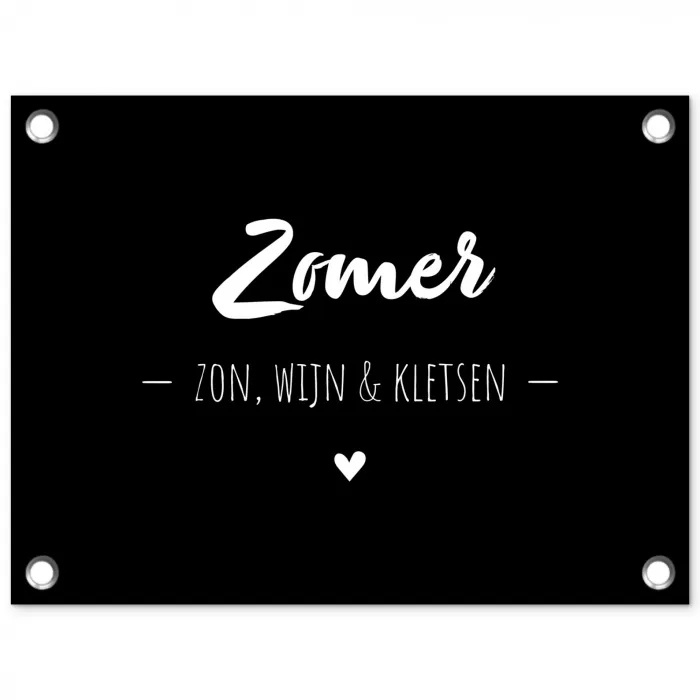Zomer, zon, wijn & kletsen - Tekst - Zomer - Wijn - Quotes tuinposter los doek klein -3d