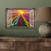 Doorkijk - Bloemen - Tulpen - Kleurrijk - Zonsondergang aluminium wit klein -sfeer2