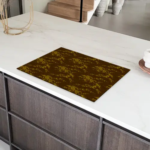 Bruin - Bloemen - Goud Inductie beschermer vinyl 3mm klein 276 -sfeer8