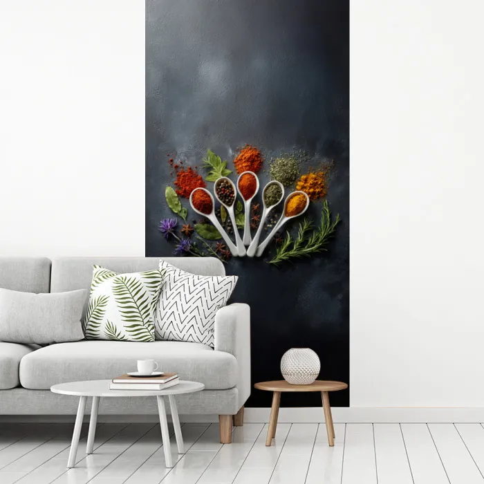 Lepels - Wit - Poeder - Kruiden fotobehang vinyl groot -woonkamer