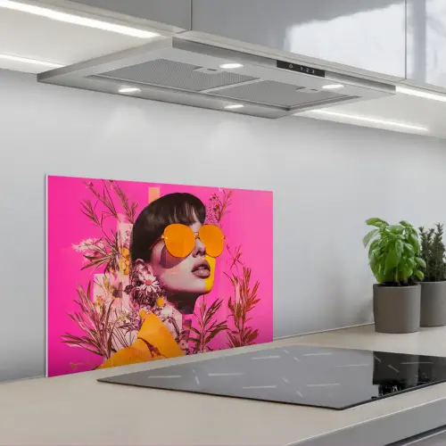 Zonnebril - Oranje - Vrouw - Planten keuken achterwand spatscherm klein -3d_schuin