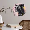 Zwart - Panter - Roze - Abstract Wandcirkel behangsticker klein -sfeer3