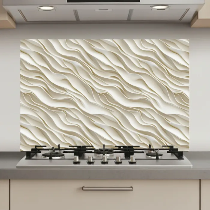 Golven - Wit - Minimalistisch keuken achterwand spatscherm klein 900 -3d_website
