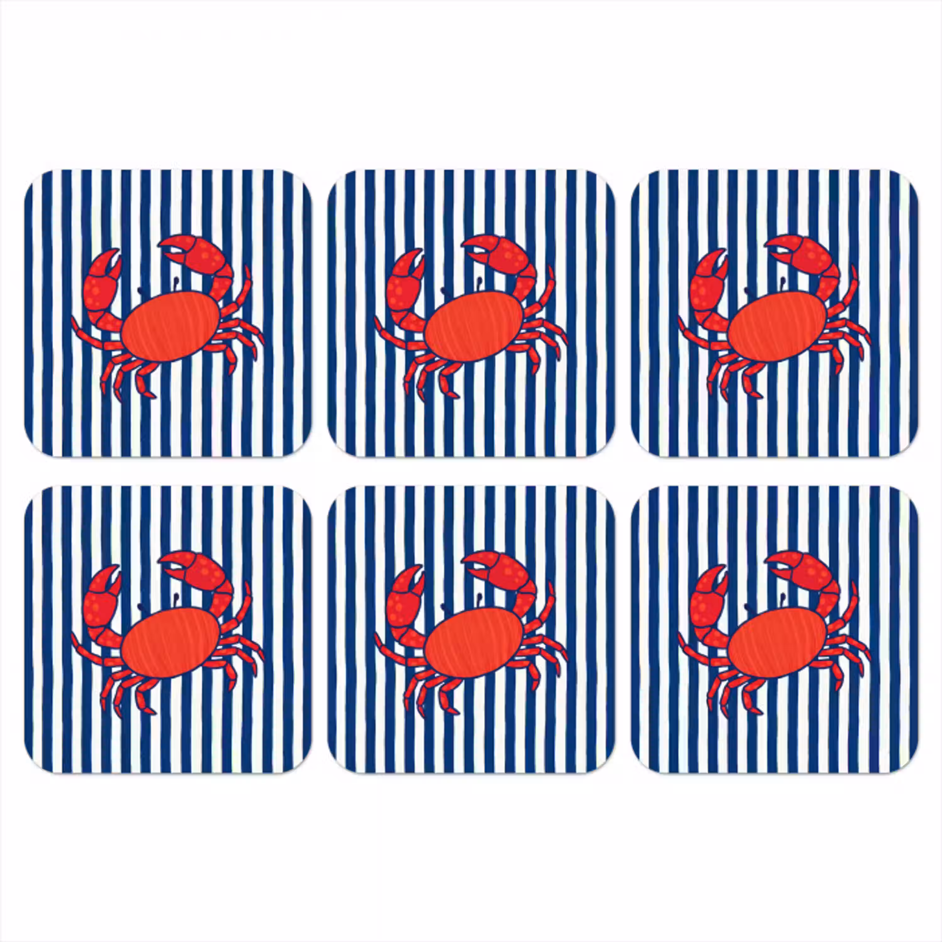 Krab - Strepen - Zeeleven - Illustratie - Rood onderzetter kurk middel -3d
