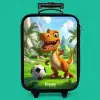 Dino met een voetbal in groen landschap Kinderkoffer - Zwart klein -zzz_website3d_nbs