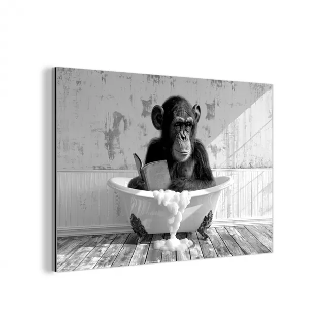 Vintage - Aap - Badkuip - Schuim - Dier aluminium wit klein -3d