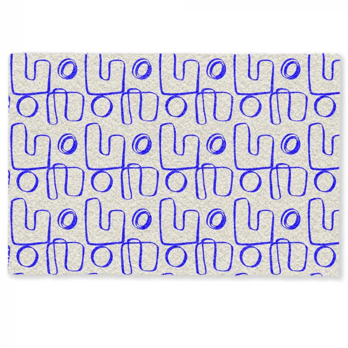 Blauw - Patroon - Beige - Abstract Deurmat klein 898 -zkaufland3d