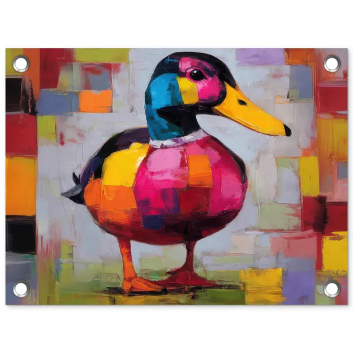 Eend - Vlakken - Abstract - Kleurrijk tuinposter los doek klein -3d