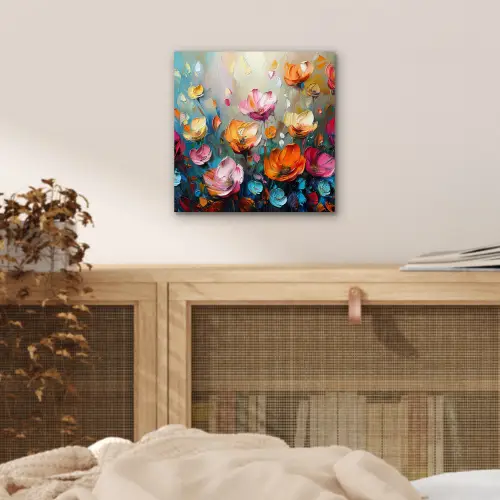 Klaprozen - Bloemen - Kunst - Botanisch aluminium wit klein -sfeer3