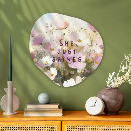 Quote - Bloemen - Schilderachtig Wandcirkel Organisch Plexiglas middel -sfeer2