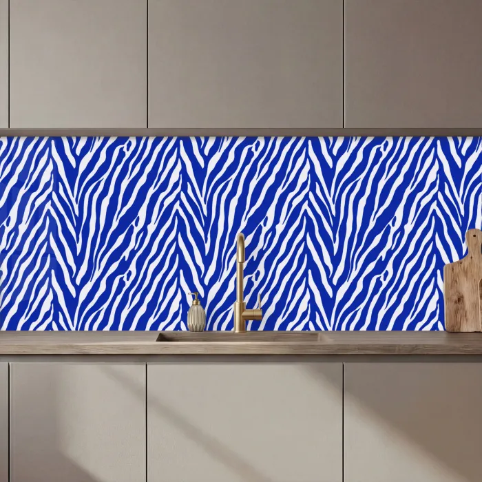 Zebra - Patroon - Kobalt - Blauw keuken achterwand 2 middel 871 zz_3dshopping