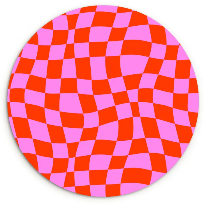 Blokken - Roze - Rood - Patroon Wandcirkel plexiglas klein 852 -3d