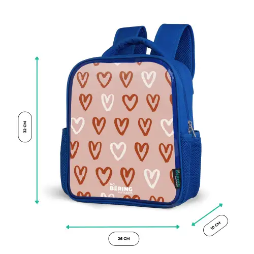 Hartjes patroon in roze en wit Kinderrugzak - Blauw middel -productfoto_formaten