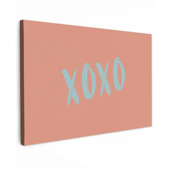 XOXO - Blauw - Perzikkleur canvas 2cm klein -z3d