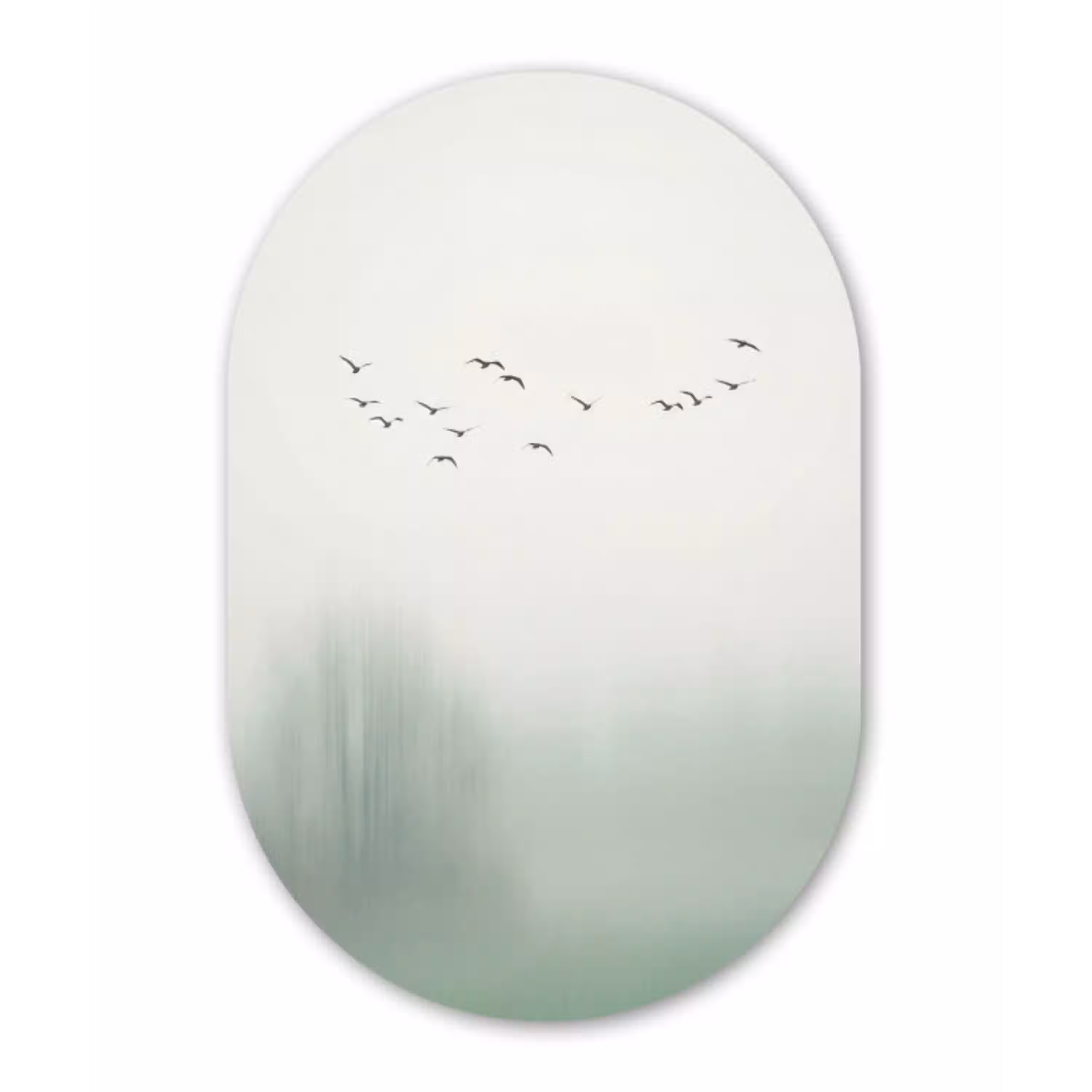 Vogel - Vlucht - Natuur - Minimalistisch Wandcirkel Ovaal Aluminium middel -3d
