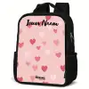 Hartjes - Patroon - Roze Rugzak - Zwart middel -schuin