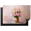 Vaas - Bloemen - Roze Inductie beschermer vinyl 3mm klein -3d