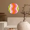 Banen - Golven - Kleurrijk - Verticaal Wandcirkel kunststof plaat 5mm dik klein -sfeer1
