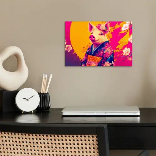 Varken - Bloemkroon - Kimono - Abstract poster papier klein -sfeer1