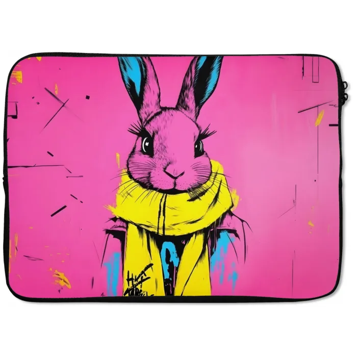 Konijn - Felroze - Sjaal - Abstract laptophoes neopreen klein -zkaufland3dotto