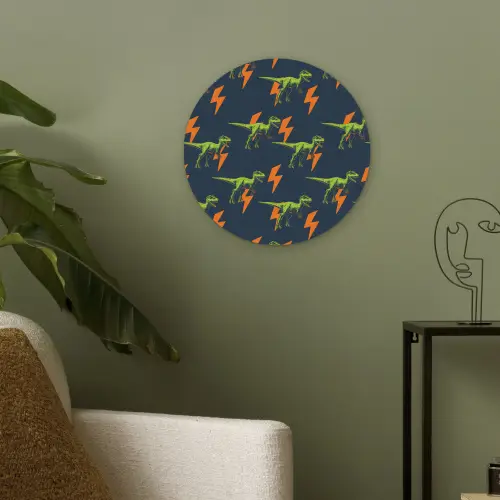 Bliksemschichten - Oranje - Dinosaurussen Akoestische PET Vilt - Rond klein -sfeer2
