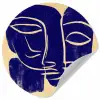 Okergeel - Blauw - Eenvoudige lijnen Wandcirkel behangsticker klein -3d