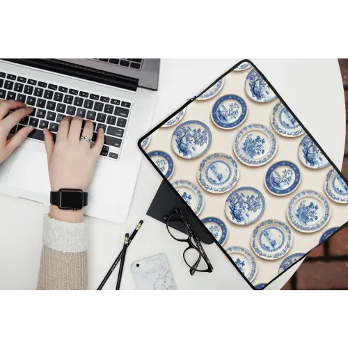 Borden - Bomen - Planten - Blauw laptophoes neopreen klein 279 -bureau
